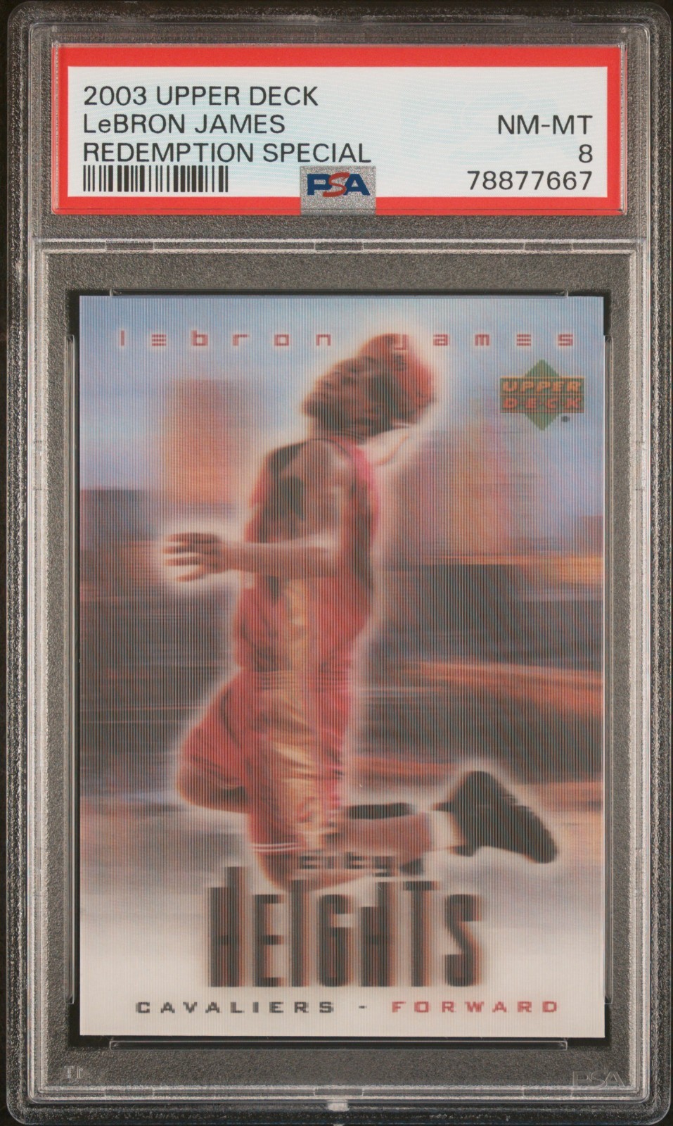 2003-04 UPPER DECK - CITY HEIGHTS - LeBRON JAMES - REDEMPTION SPECIAL - RC PSA 8