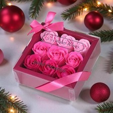 Scented Bath Soap Pink Roses Gift Boxed Set of 6 Artificial Flower All Occasions