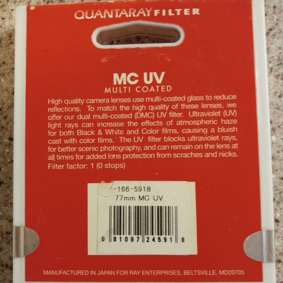 Quantarary 77mm UV Multi Coated Glass Camara Lens Filter Photo Vtg Nos Nip Japan - Image 2 of 2
