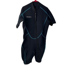 SeaSkin 3mm Shorty Wetsuit Men's 4XL Black Front Zip Neoprene Surf Dive Swim
