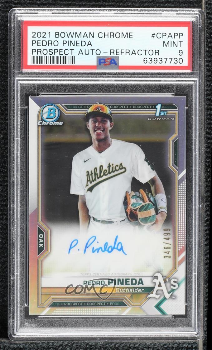 2021 Bowman Chrome Prospect Refractor 346/499 Pedro Pineda PSA 9 MINT Auto 07wh