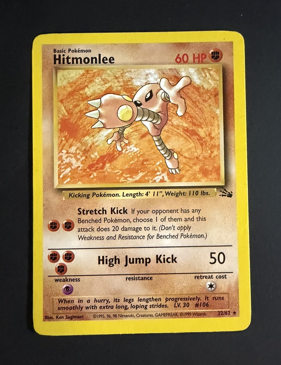 Hitmonlee 22/62  Fossil Rare Pokemon Card 
