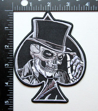   SKULL SKELETON WITH TOP HAT SPADE SYMBOL EMBROIDERED IRON ON PATCH