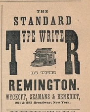 Magazine Ad - 1884 - Remington Typewriters - Wyckoff, Seamans & Benedict - NY