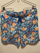 George Men's Swim Trunk Shorts Lemons Large 36-38 Blue Orange Green Yellow