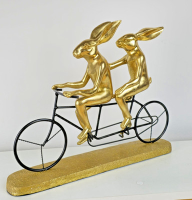 KARE DESIGN Dekofigur Tandem Rabbits 34 cm Gold   Hasen Skulptur Paar Geschenk