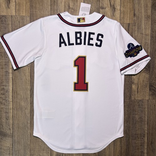 Camiseta de béisbol Nike Atlanta Braves Ozzie Albies 2021 Serie Mundial talla S $150 nueva con etiquetas - Imagen 7 de 13