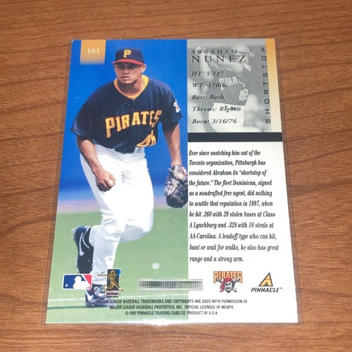 1997 Pinnacle Abraham Nunez #161 RC Auto Pittsburgh Pirates - Picture 2 of 2