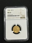 1926 INDIAN HEAD $2.5 QUARTER EAGLE GOLD NGC MS62