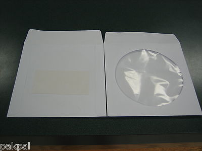 1000 NEW 120 GRAM PAPER CD DVD SLEEVE W/WINDOW, FLAP AND ADHESIVE BACK JS216