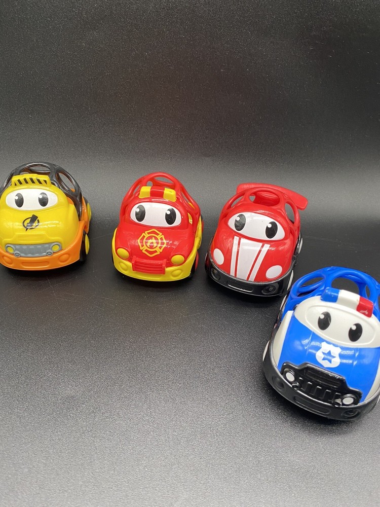 Oball Go Grippers Race Cars Set of 4 Police Fire Electric Vehicles