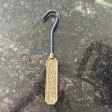 Vintage Brass Fireplace Damper Flue Pull Hook Open/Closed Hanging Sign