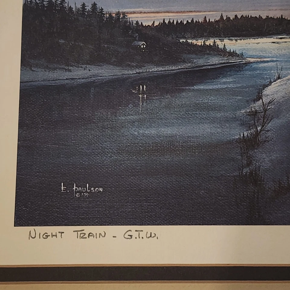 Edição limitada EDWARD O PAULSON 1979 "Trem noturno - GTW" arte ferroviária assinada emoldurada - Imagem 4 de 4