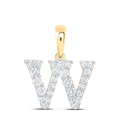10K Gelbgold Diamant Damen Blockschrift Initiale mit Mini Buchstabe Anhänger 1/4 Karat