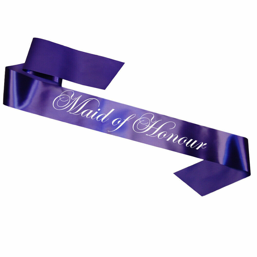New Purple Satin Maid of Honour Sash for Hen Party Night Do Favour Gift Present