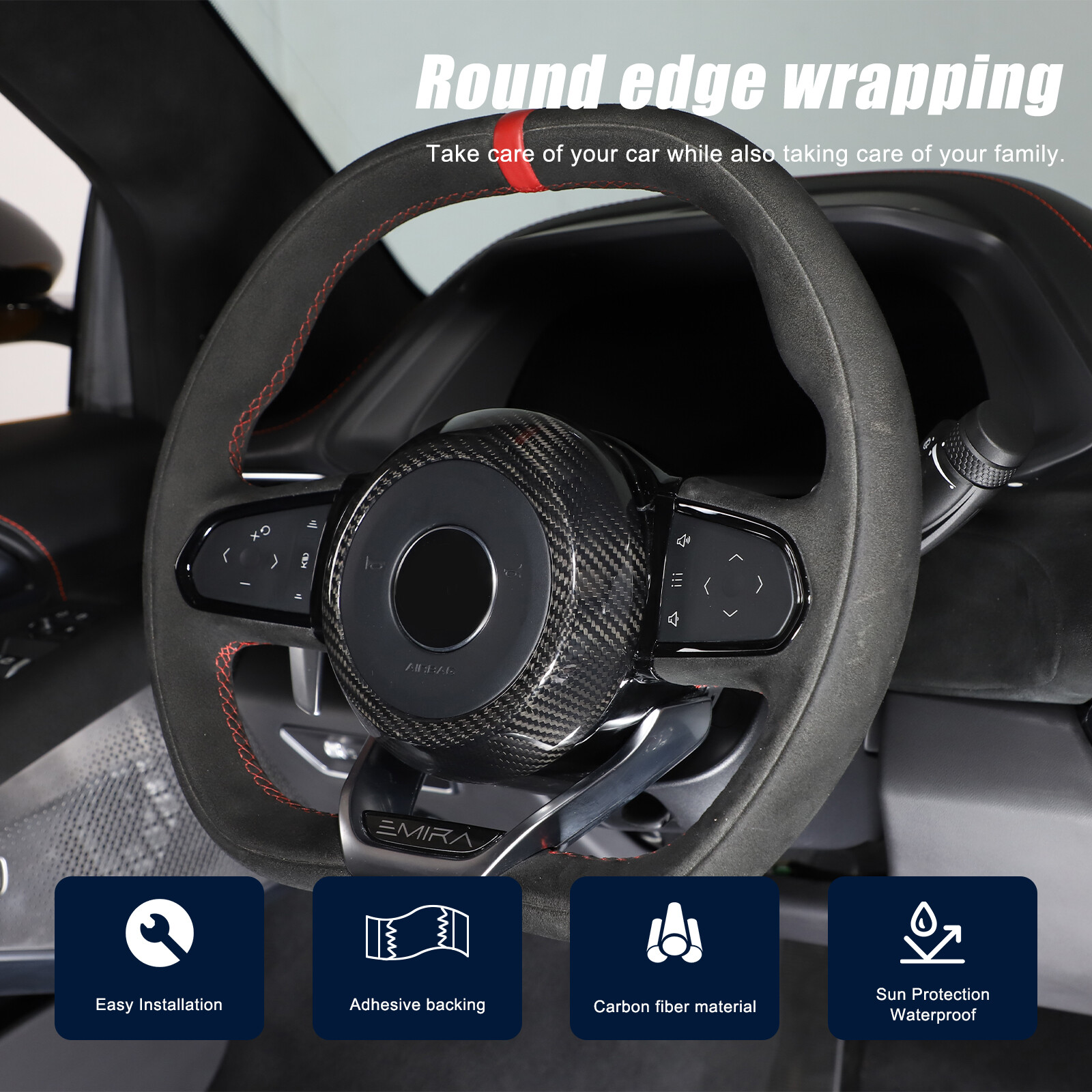 Real Carbon Fiber Steering Wheel Horn Button Cover Trim For Lotus EMIRA 21-23