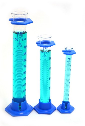 Borosilicate Glass Graduated Cylinder Set 10ml, 50ml, 100ml with plastic guards - Picture 1 of 1