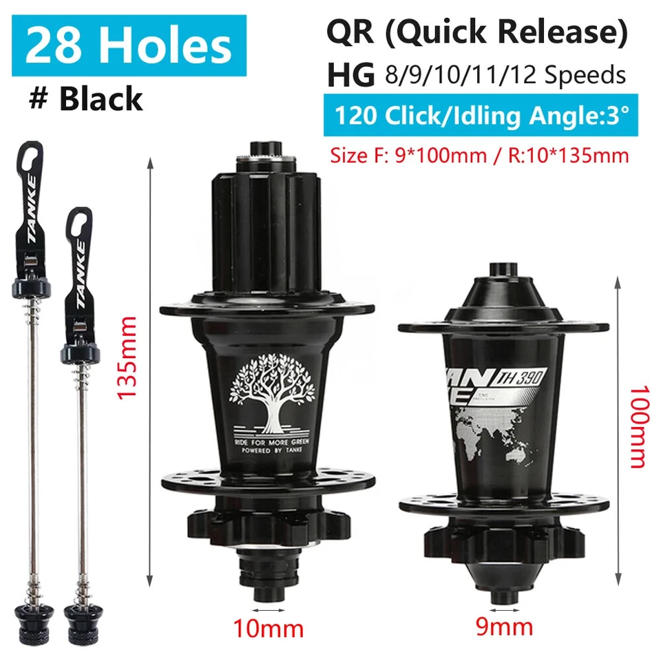 MTB Bicycle Hubs 6 Bearing 120 Clicks Front Rear HG 28/32/36 Holes 8/9/10/11/12S - Image 2 of 4