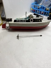 VINTAGE SSS TIN TOY WIND UP WATER PATROL FRICTION BOAT RARE TIN TOY
