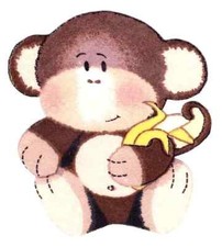 jungle monkey fabric applique iron on not emb...