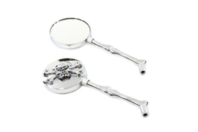Round Skull Mirrors w/ Bone Stems For Harley Davidsons All 1965-UP models