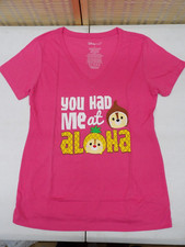 NWOT - Disney Large Women's "You Had Me at Aloha" Pink V-Neck T-Shirt
