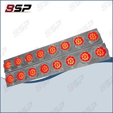 Stainless Steel Peterbilt Front Air Cleaner Kit 16 Flat Red 2" LED Lights New