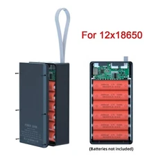 DIY Li-ion Battery Pack Kits Box Holder for 12pcs 18650 Power Bank Solderless EI