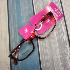 Wide Framed Brown Black Lens Women's Lightweight Reading Glasses 3.25 New