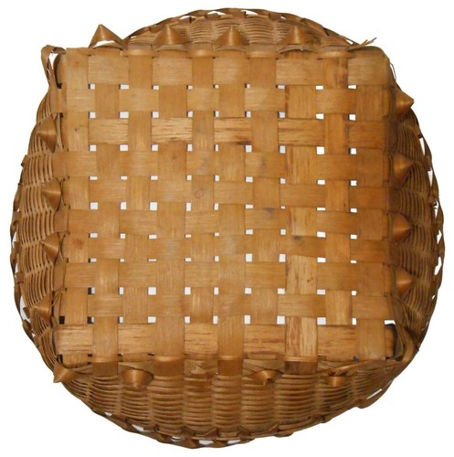 EARLY-MID 20TH C NAT AM MICMAC, ASH/SWEET GRASS PORCUPINE BASKET, PENOBSCOT, ME - Picture 4 of 12