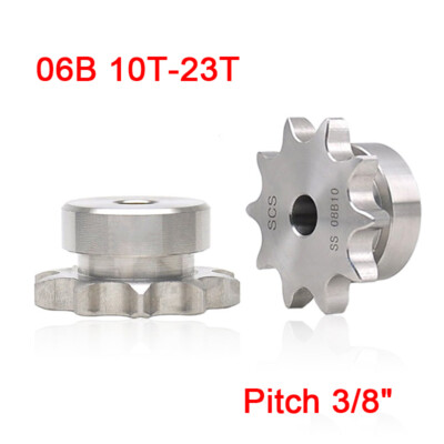 3/8'' 304 Stainless Steel Steel Chain Sprocket Pilot Bore 06B 10T-23T Sprockets 