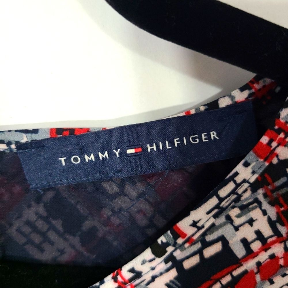 Tomy Hilfiger Women's Plaid Blouse Red White Blue Dressy Office thumbnail 2