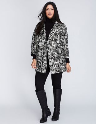 NEW LANE BRYANT PLUS SIZE BLACK GOLD METALLIC JACQUARD JACKET SZ 18/20 