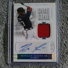 2018 NATIONAL TREASURES RONALD ACUNA JR  Rookie AUTO PATCH  20/25