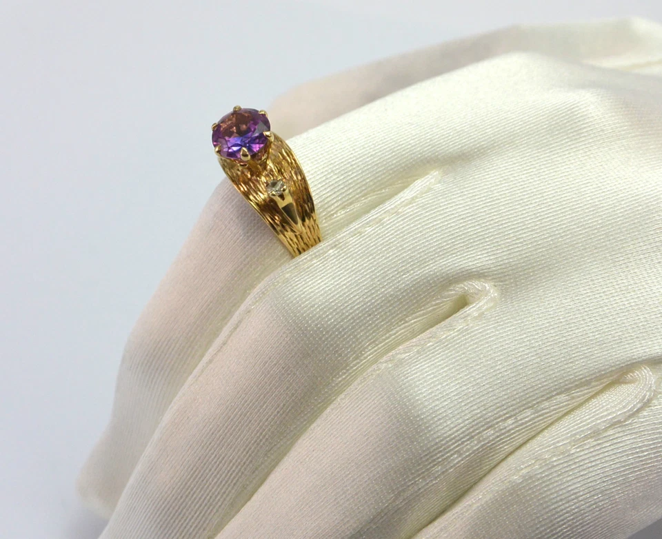 Vintage Damenring mit Amethyst & Zirkonia/ 375er 9 Karat Gold (62 (19,7 mm Ø)* - Bild 2 von 4