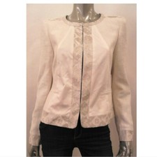 Jones New York Women Jacket Suit Top Blazer 8 Ivory Paisley