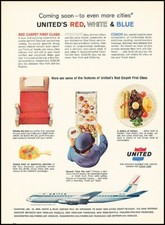 1965 United Airlines Airplane Red White Vintage Advertisement Print Art Ad J655