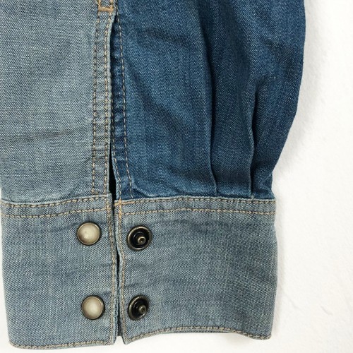 Country Road Denim Tunic Shirt Button Up Long Sleeve Two Tone Blue Size Small - Picture 15 of 16