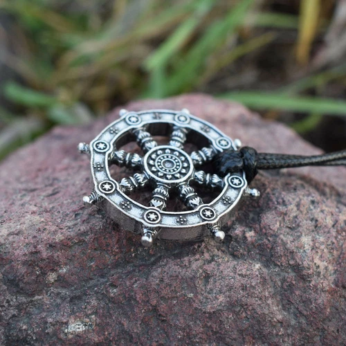 New Dharma Wheel Of Life Samsara Buddhist Amulet Pendant Talisman Necklace - Picture 6 of 6