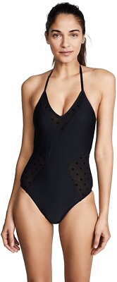 Ella Moss 263500 Women Sheer Dot One Piece Swimsuit Black Size X-Small