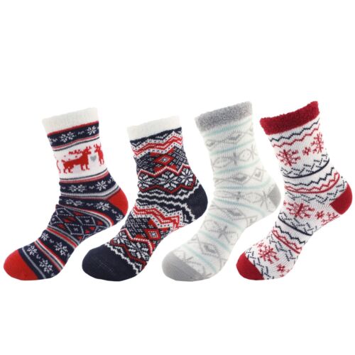 Double Layer Thick Soft Warm Fuzzy Home Cabin Crew Ankle Socks, 3 or 4 Pairs - Picture 20 of 23