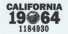 California 1964 Vinyl Sticker Repo Tab For Vintage License Car-truck-motorcycle California 1964 Vinyl Sticker Repo Tab For Vintage License Car-truck-motorcycle