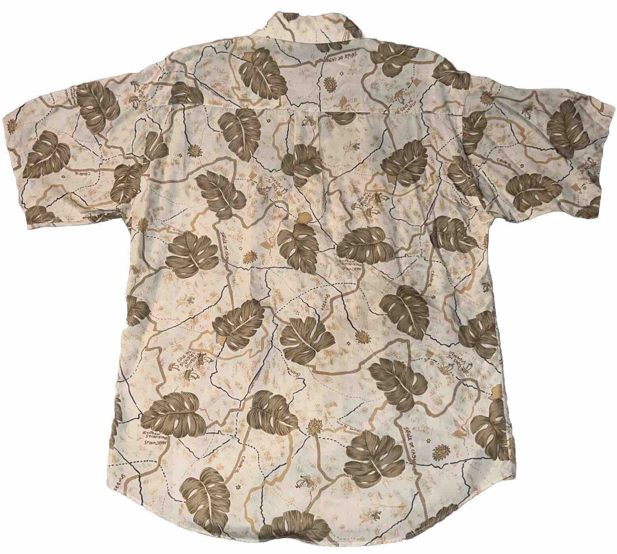 Vintage 90s Perry Ellis Men's M Button Down Shirt Monstera Leafs