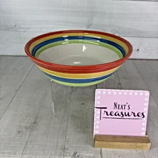 Gibson STYLISH LIVING RAINBOW STRIPES Multicolor Round Stoneware Serving Bowl