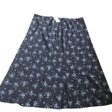Wild Fable Womens XL Black Blue Floral Midi A-Line Skirt Lace Trim NWT