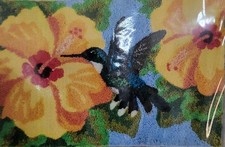 Herrschners 'Hummingbird and Hibiscus' Latch Hook Rug Kit 40"x27"