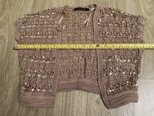 Dunnes Small Gold Crocheted Sequin Sleeveless Bolero Jacket