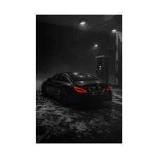 Mercedes CLS63 Car Poster – Dark Winter Night Luxury Wall Art Print Garage Decor
