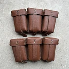 WW2 German K98 Triple Ammo Pouch Stitched Brown Leather - Military Reproduction
