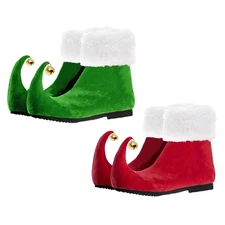 Adults Jingle Bell Elf Shoes Curly Toes Christmas Party Footwear Elf Costumes